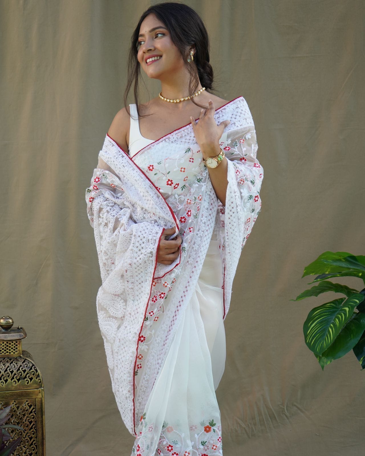 Organza chikankari saree White 3 Organza chikankari saree White 3