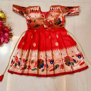Paithani jacket with knee length frock (2)
