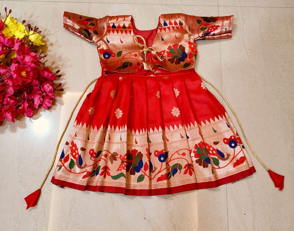 Blue Patola Paithani Dress with Zari Border – Shopzters