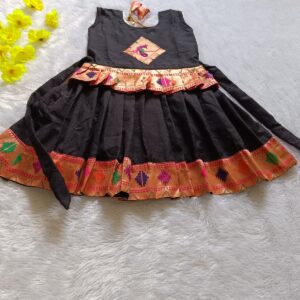 Sankranti special Baby Girl Black Paithani Frock_DN.1_4