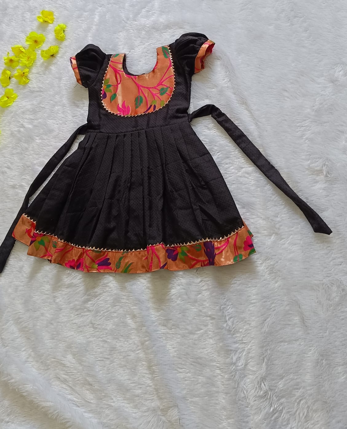 Sankranti special Baby Girl Black Paithani Frock_DN.2_2 Sankranti special Baby Girl Black Paithani Frock_DN.2_2