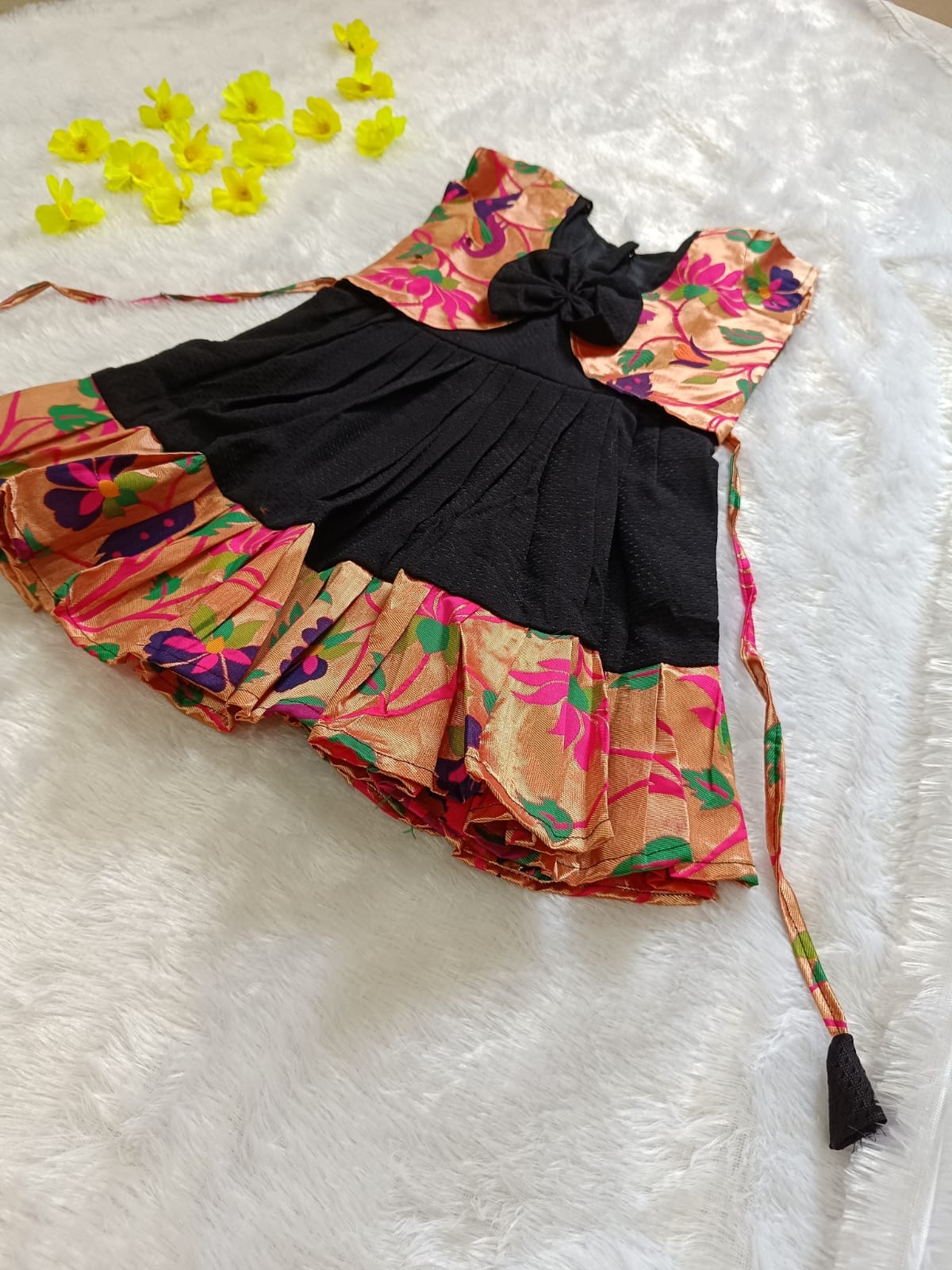 Sankranti special Baby Girl Black Paithani Frock_DN.3_2 Sankranti special Baby Girl Black Paithani Frock_DN.3_2