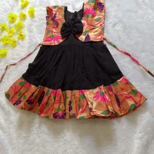 Sankranti special Baby Girl Black Paithani Frock_DN.3_3