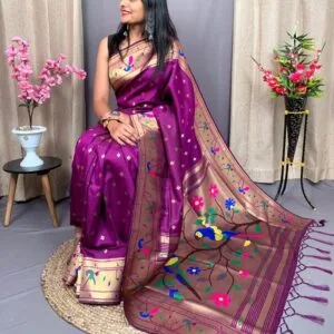 Women's Pure Soft Kanchivaram Paithani Saree - Paithani saree