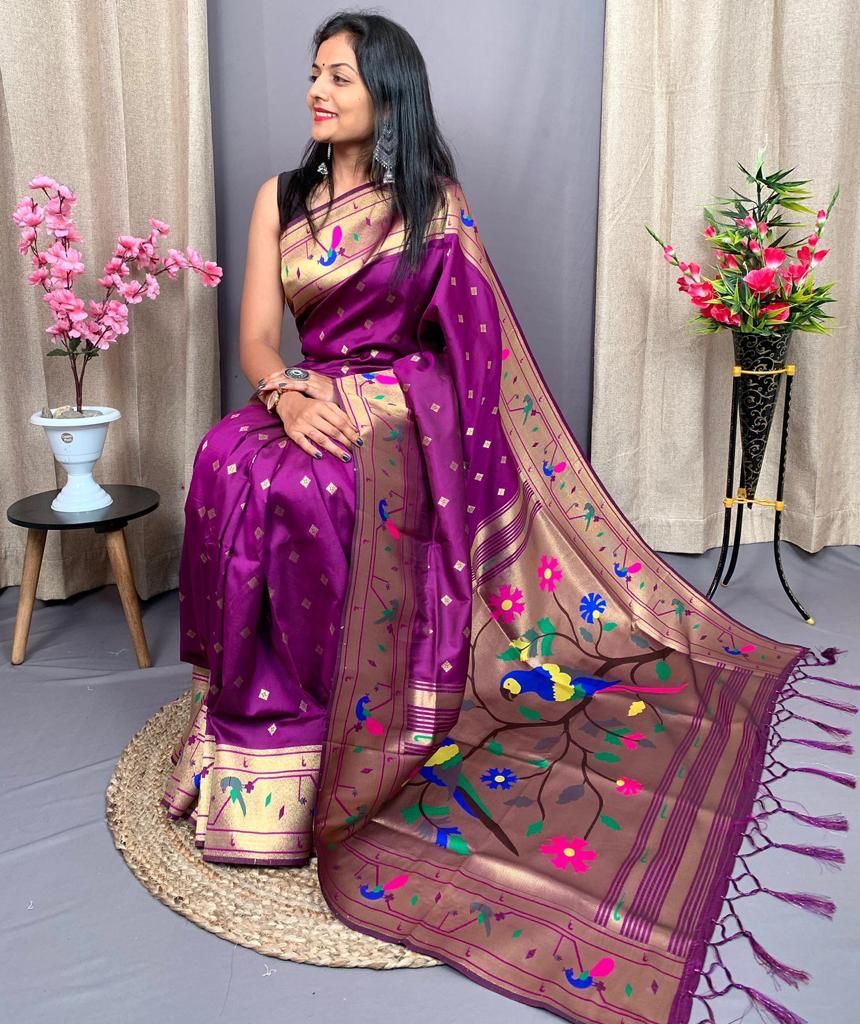 Purple Soft Paithani Saree