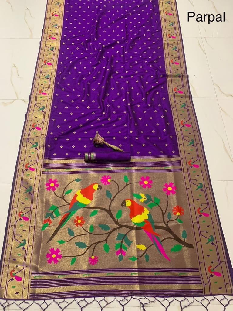 Women's Pure Soft Kanchivaram Paithani Saree Purple Product detail view 6