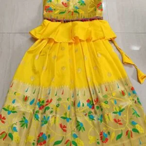 Yellow paithani lehenga for baby girl