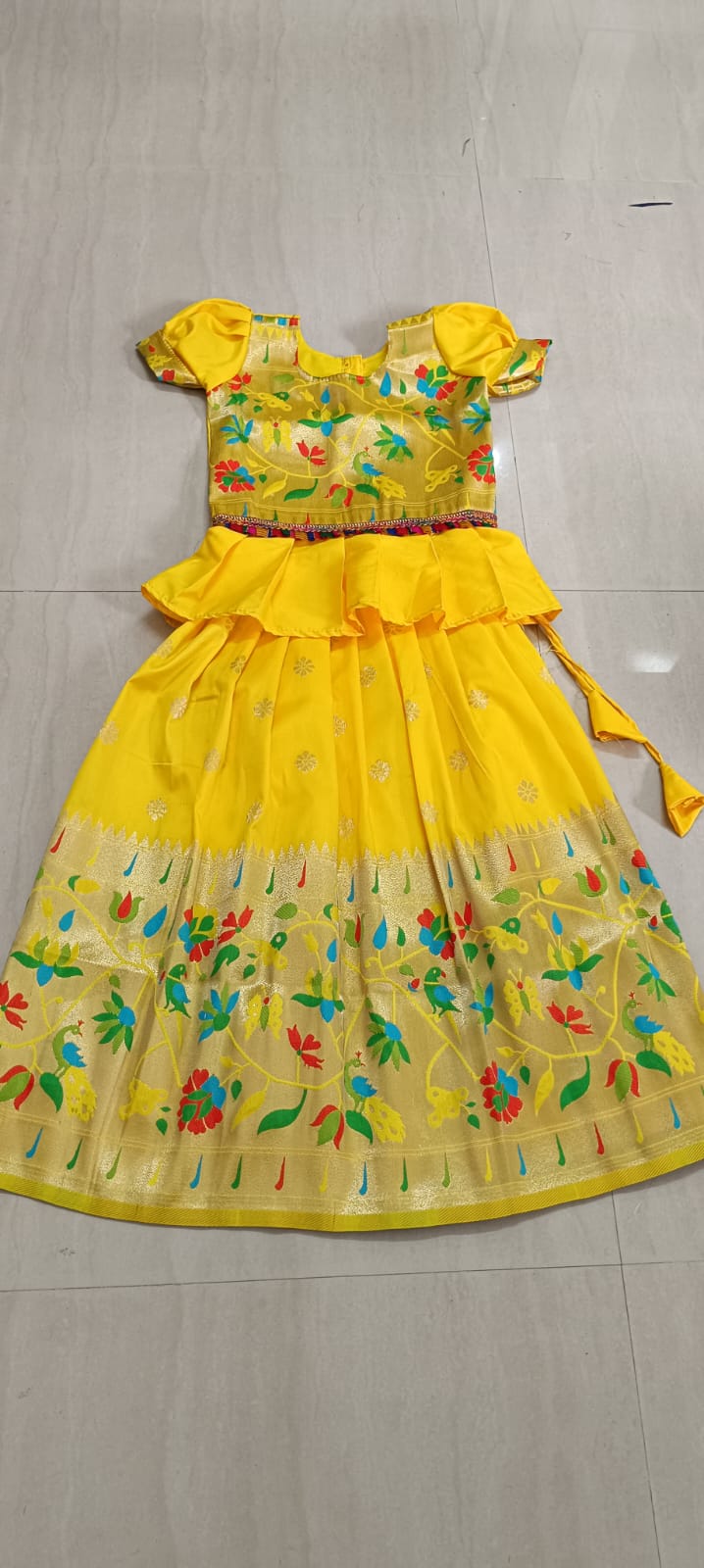 Buy Cream Green House Print Silk Mul Choli with Lehenga and Pale Yellow Net  Dupatta with Choti Lace by PS KIDS BY PAYAL SINGHAL at Ogaan Online  Shopping Site
