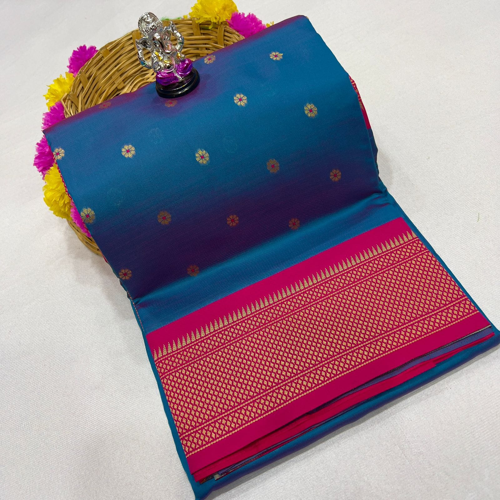 Anvi Kadiyal Paithani RamaBluePink Anvi Kadiyal Paithani RamaBluePink