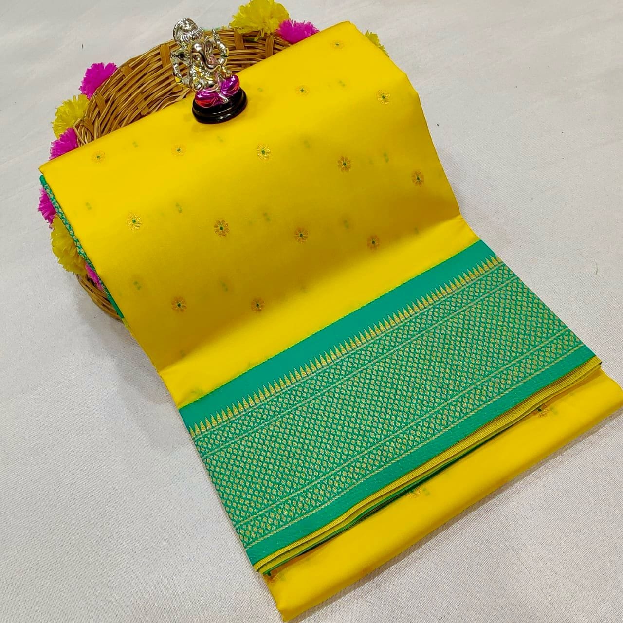 Anvi Kadiyal Paithani YellowGreen Anvi Kadiyal Paithani YellowGreen