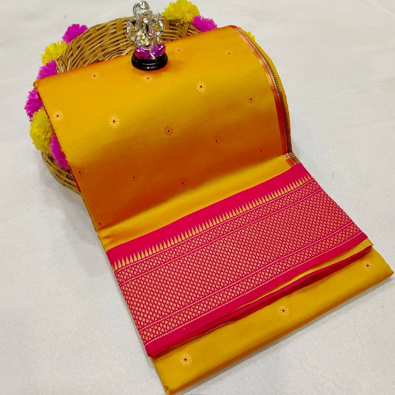Anvi Kadiyal Paithani YellowPink Anvi Kadiyal Paithani YellowPink