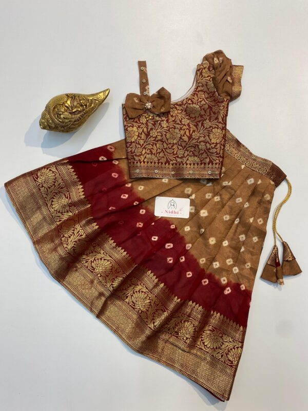 Bandhani Weaving Stitched Lehenga 6