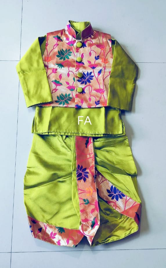Indian Traditional Wear for Toddlers Greenish_Yellow