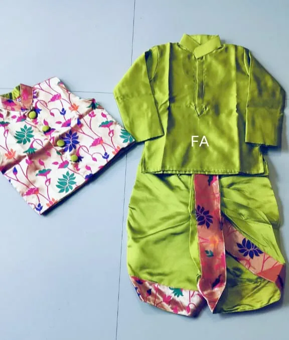 Indian Traditional Wear for Toddlers Greenish_Yellow_2
