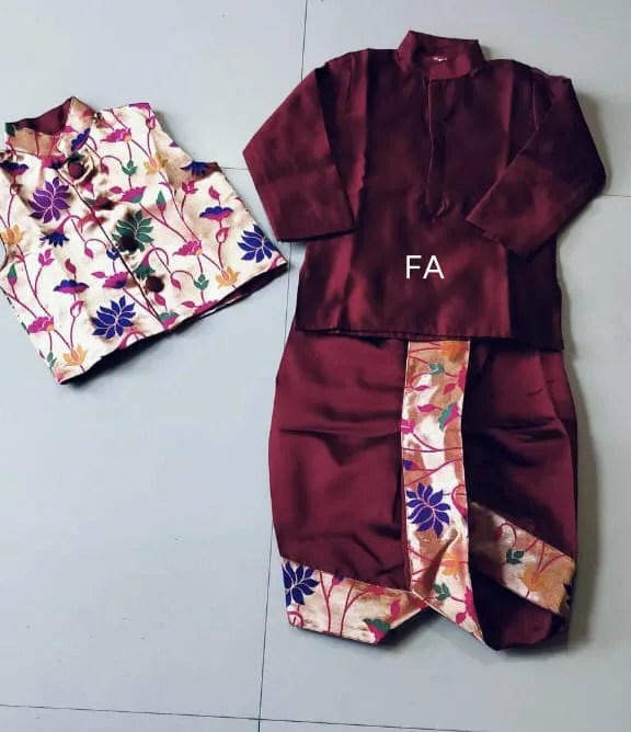 Indian Traditional Wear for Toddlers Maroon_2