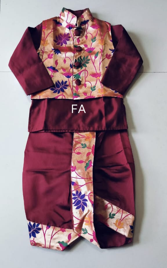 Indian Traditional Wear for Toddlers Marron