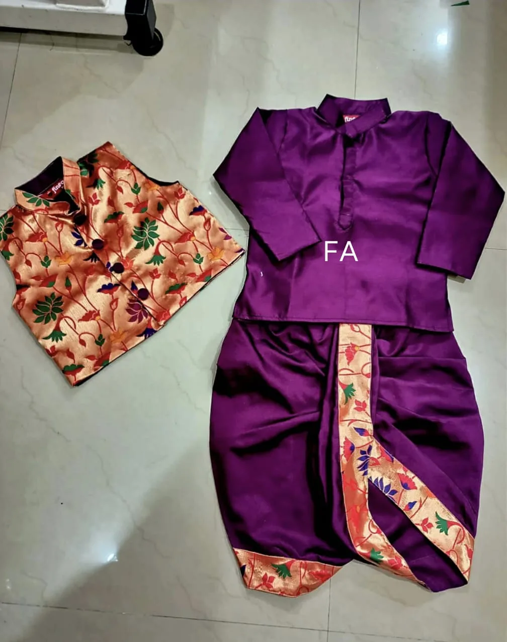 Indian Traditional Wear for Toddlers Wine (2)