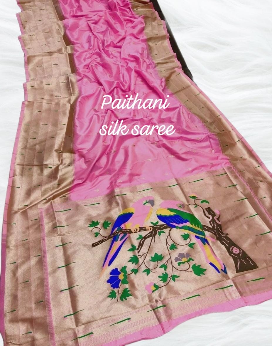 Kanchipuram Paithani Silk Saree Baby Pink Kanchipuram Paithani Silk Saree Baby Pink