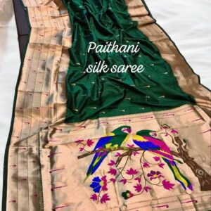 Kanchipuram Paithani Silk Saree Green