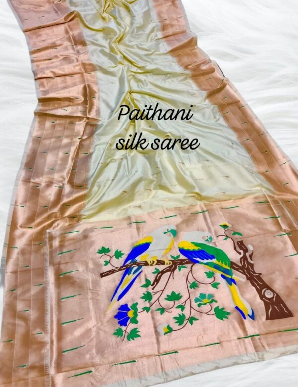 Kanchipuram Paithani Silk Saree Off White