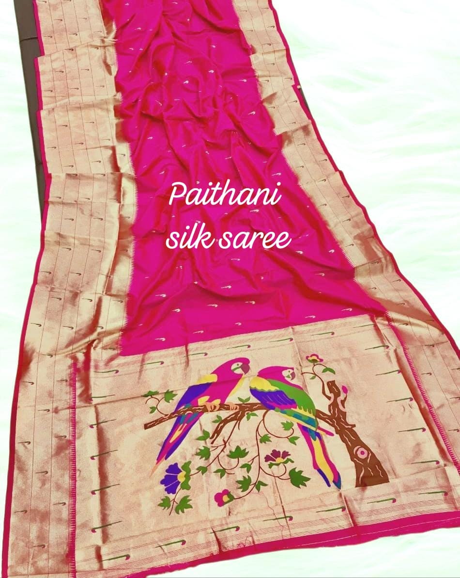 Kanchipuram Paithani Silk Saree Pink Kanchipuram Paithani Silk Saree Pink