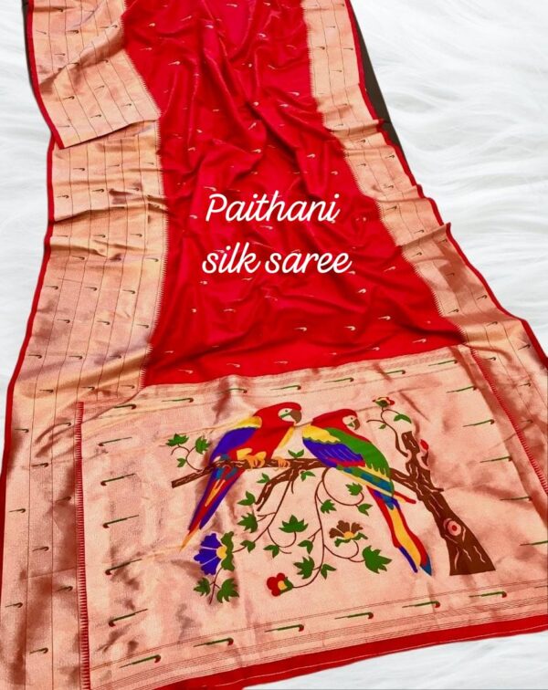 Kanchipuram Paithani Silk Saree Red