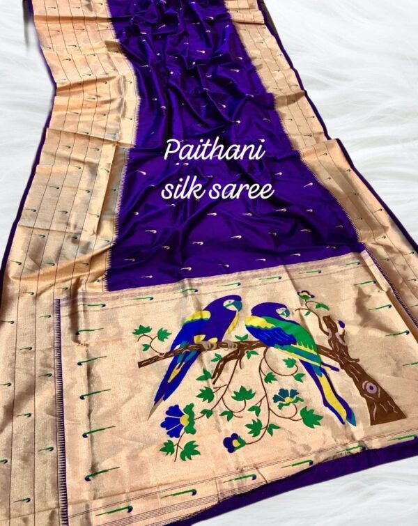 Kanchipuram Paithani Silk Saree Violet