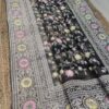 Organza printed Saree With Kashmiri Thread Work Dark Gray (3)