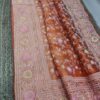 Organza printed Saree With Kashmiri Thread Work Orange (5)