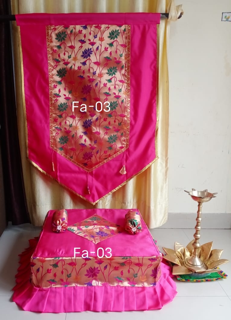 Paithani Backdrop and Chaurang Cover Combo Pink Paithani Backdrop and Chaurang Cover Combo Pink