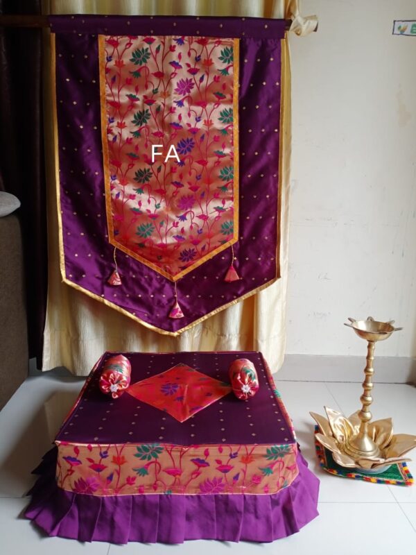 Paithani Backdrop and Chaurang Cover Combo Purple