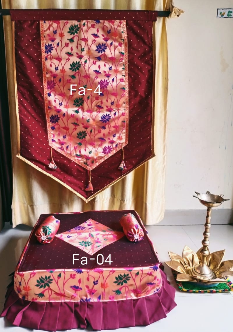 Paithani Backdrop and Chaurang Cover Combo Wine Paithani Backdrop and Chaurang Cover Combo Wine