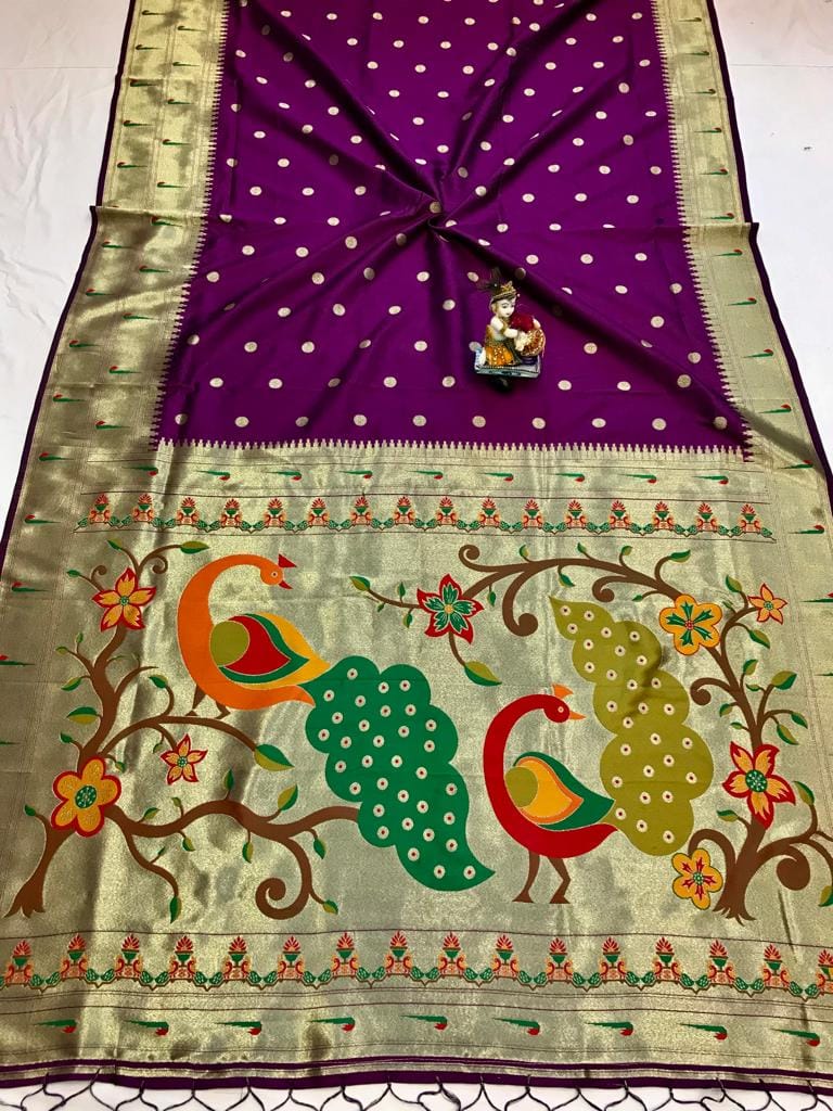 Paithani Silk Saree With Zari Weaving Work Magenta