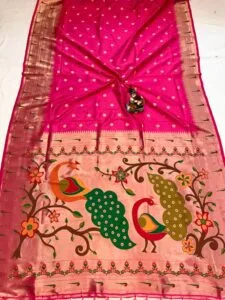 Paithani Silk Saree With Zari Weaving Work Pink