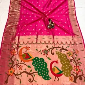 Paithani Silk Saree With Zari Weaving Work Pink