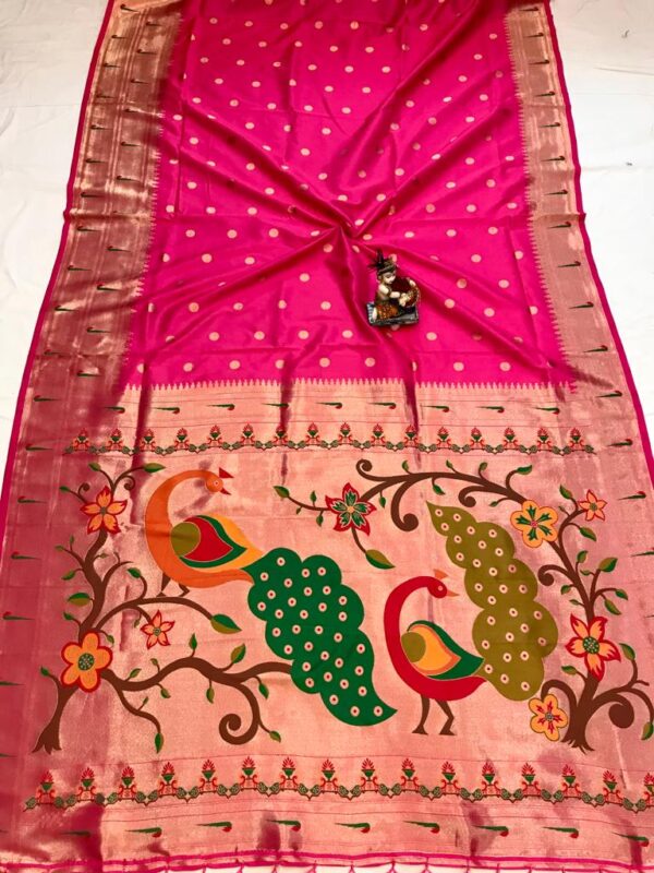 Paithani Silk Saree With Zari Weaving Work Pink