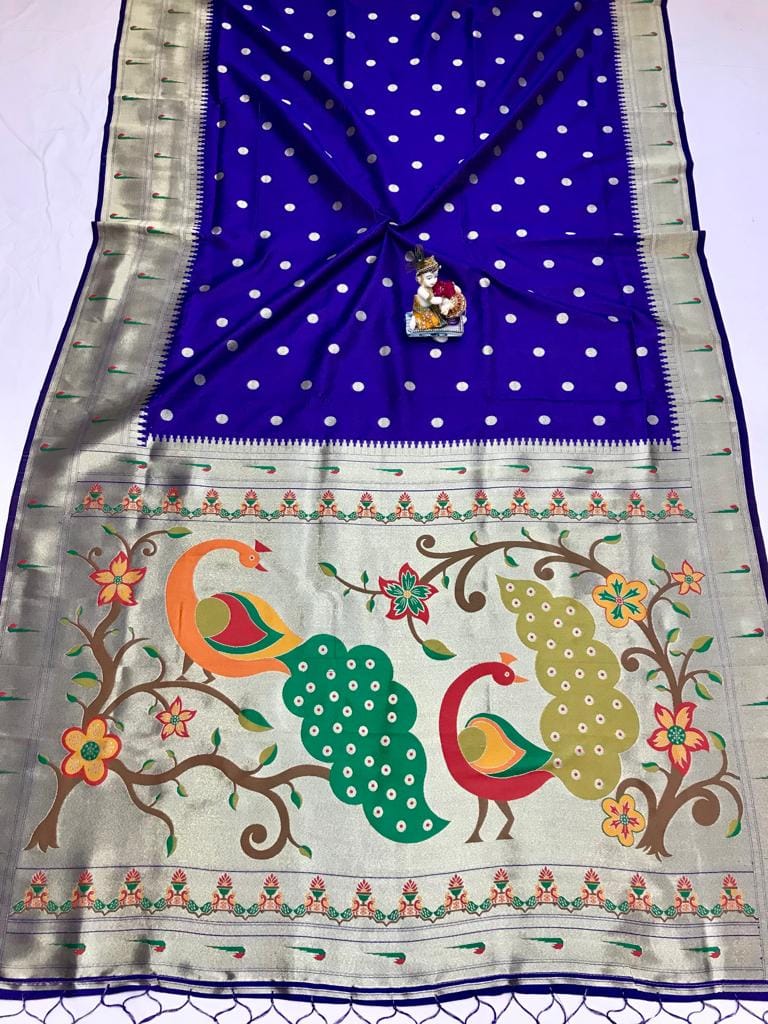 Paithani Silk Saree With Zari Weaving Work Voilet