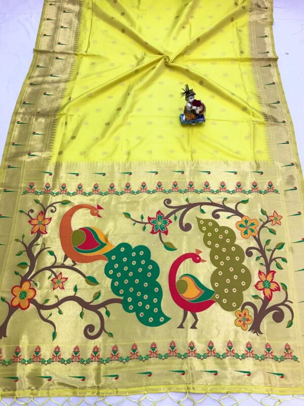 Paithani Silk Saree With Zari Weaving Work Yellow