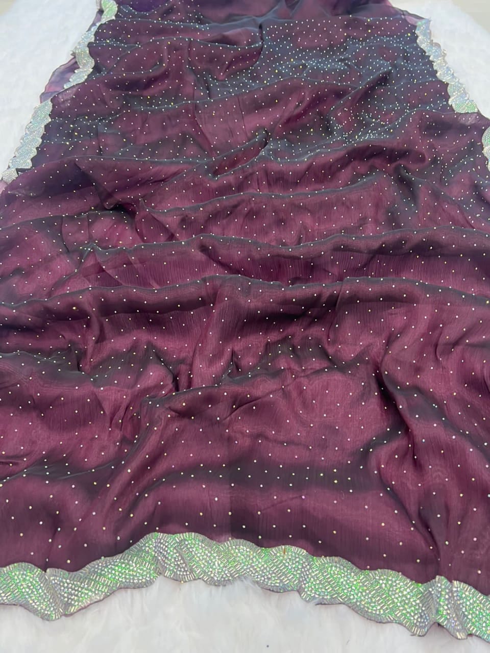 Premium Blooming Barbari Jimmy Chu Silk Saree Purple Premium Blooming Barbari Jimmy Chu Silk Saree Purple