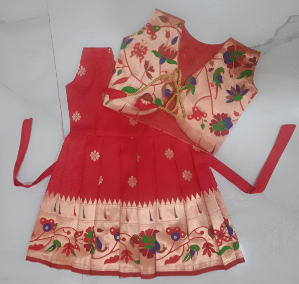 Red Paithani Jacket Frock