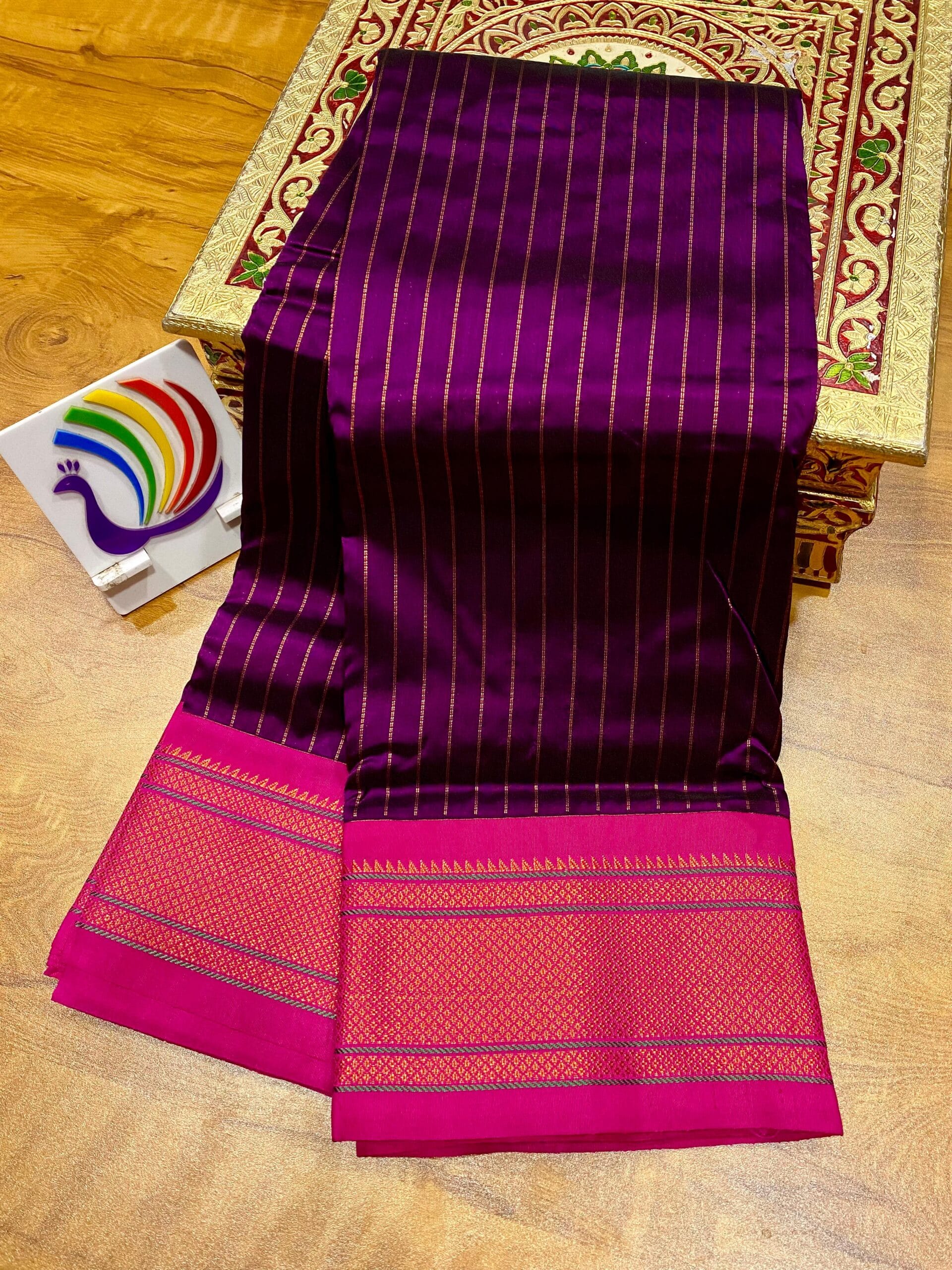 Zari Lining Kadiyal Paithani Wine Zari Lining Kadiyal Paithani Wine