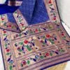 Bandhani Paithani Silk Sarees Blue Bandhani Paithani Silk Sarees Blue