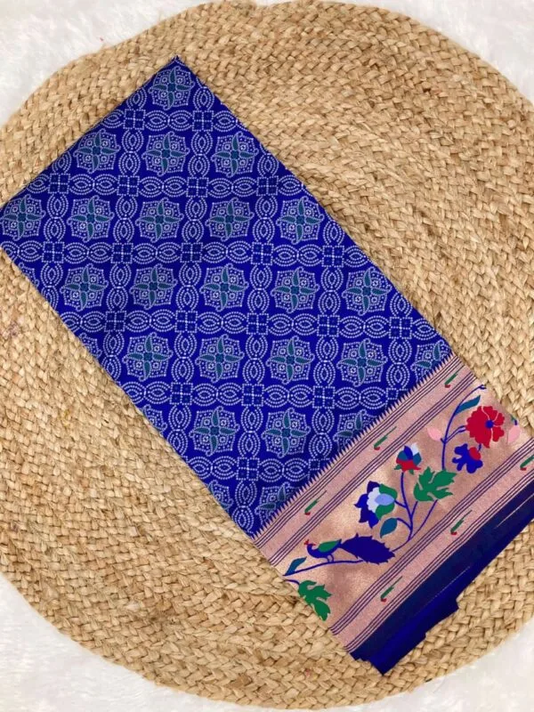Bandhani Paithani Silk Sarees Blue (2)