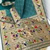 Bandhani Paithani Silk Sarees Cyan Bandhani Paithani Silk Sarees Cyan