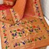 Bandhani Paithani Silk Sarees LightOrange Bandhani Paithani Silk Sarees LightOrange