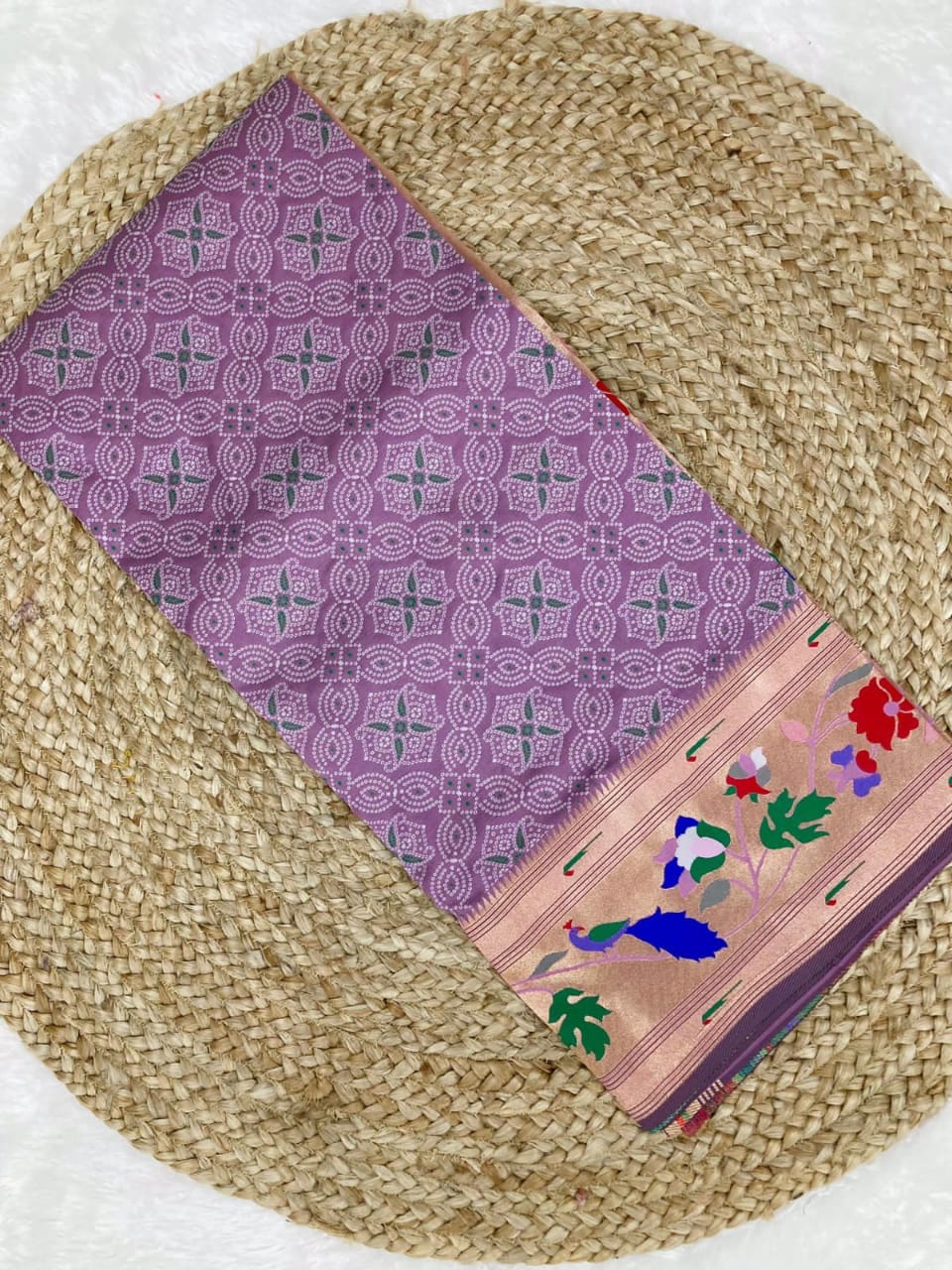 Bandhani Paithani Silk Sarees LightPurple (2) Bandhani Paithani Silk Sarees LightPurple (2)