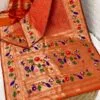 Bandhani Paithani Silk Sarees Orange Bandhani Paithani Silk Sarees Orange