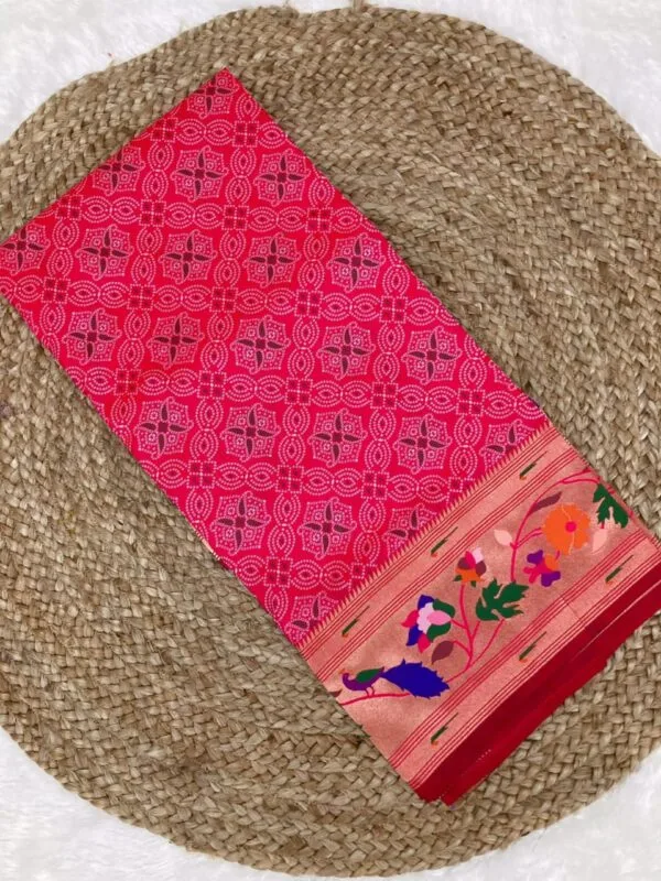 Bandhani Paithani Silk Sarees Pink (2)