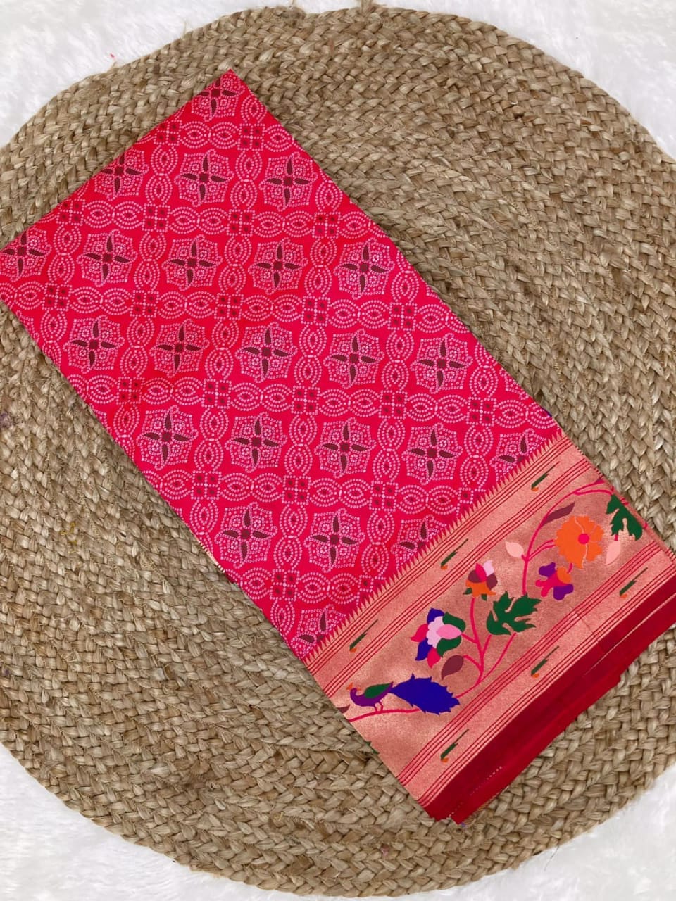 Bandhani Paithani Silk Sarees Pink (2) Bandhani Paithani Silk Sarees Pink (2)