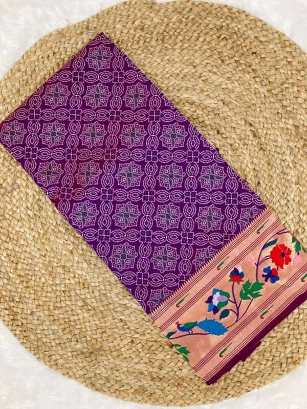 Bandhani Paithani Silk Sarees Purple (2)